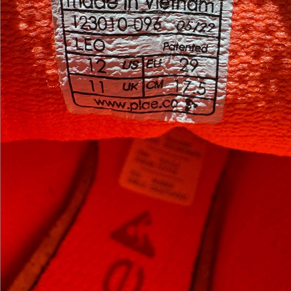 PLAE Kids Sneakers - Charcoal and Bright Orange size 12 - Picture 5 of 5